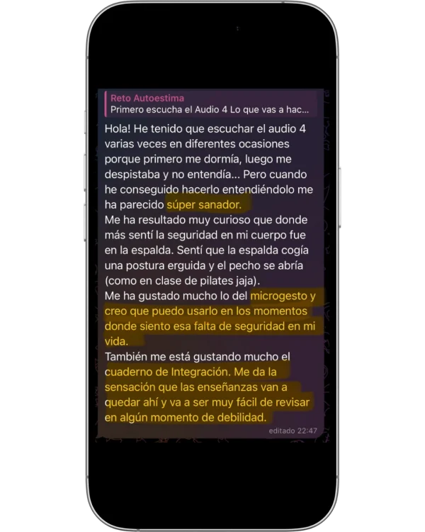 Mensaje real de una alumna: «cuando he conseguido hacerlo entendiéndolo me ha parecido súper sanador»